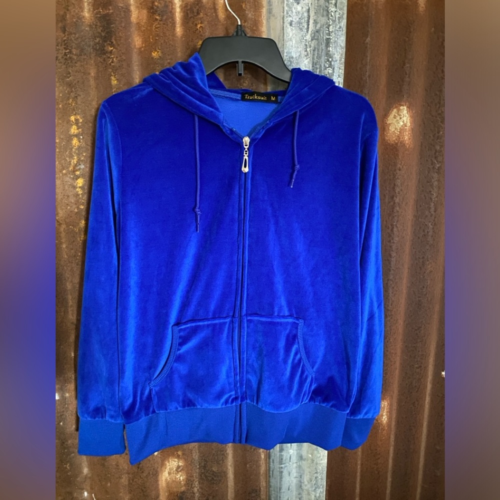 Vintage Y2K 2 piece Royal blue velvet/velour tracksuit - Picture 1 of 9